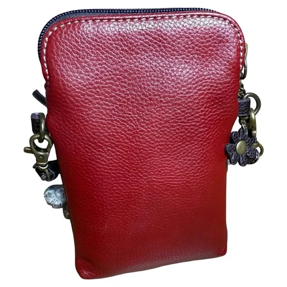 Chala Crossbody Phone Purse – Dog Appliqué, Red Faux Leather | Like New - Picture 2 of 7